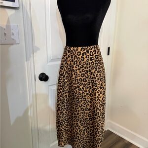 Mi Ami Tan and Black Leopard Midi Skirt
